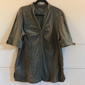 Olive Green Button-Up Blouse/tunic